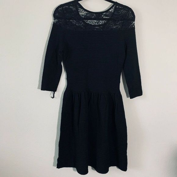 Jessica Simpson Opera Black Ribbed Lace Dress - Picture 5 of 5